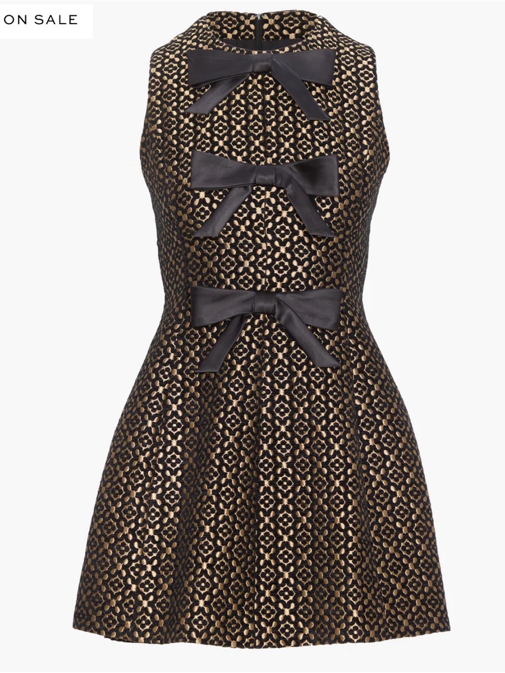 Hill House Black and Gold Bow-Front Fit & Flare Mini Dress - worn once
